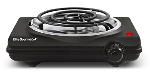 Elite Gourmet ESB100B Single Coiled Burner Hot Plate, Countertop, Black