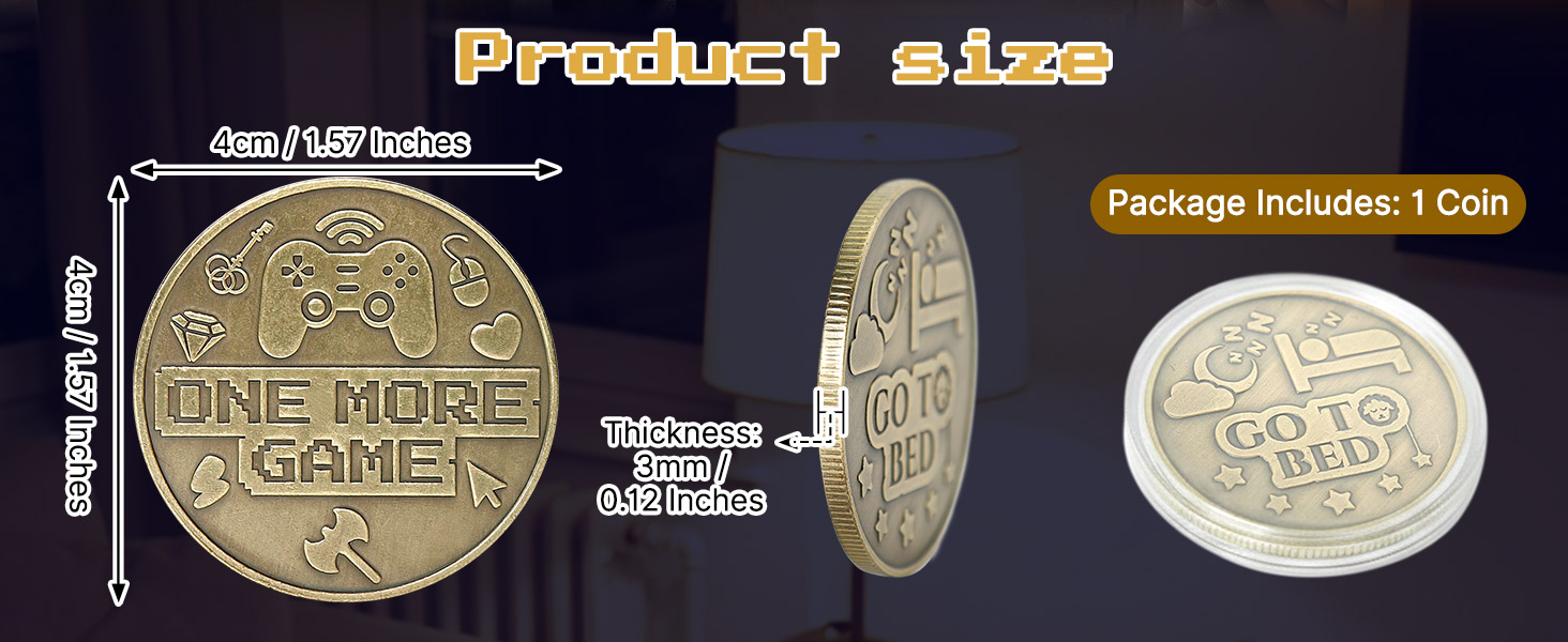 One More Game or Go to Sleep Gamer Decision Coin, Gifts for Gamer Boyfriend, Husband, Men, Gaming Accessories for Men, Game Gifts for Christmas, Valentine's Day, His Birthday