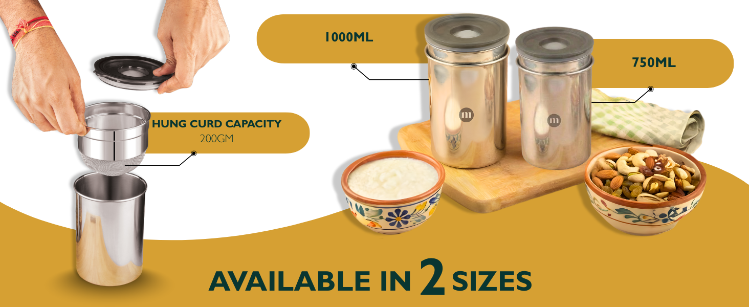 Maru Stainless Steel Multipurpose Greek Yogurt and Hung Curd Maker