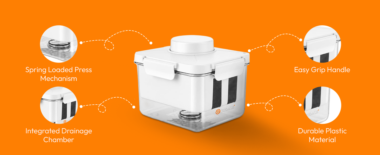 E-COSMOS® Tofu Maker and Draining Mold, Stainless Steel Spring-Loaded Water Remover for Tofu, Paneer & Greek Yogurt, BPA-Free Food-Safe Maker for Firm & Extra Firm Tofu