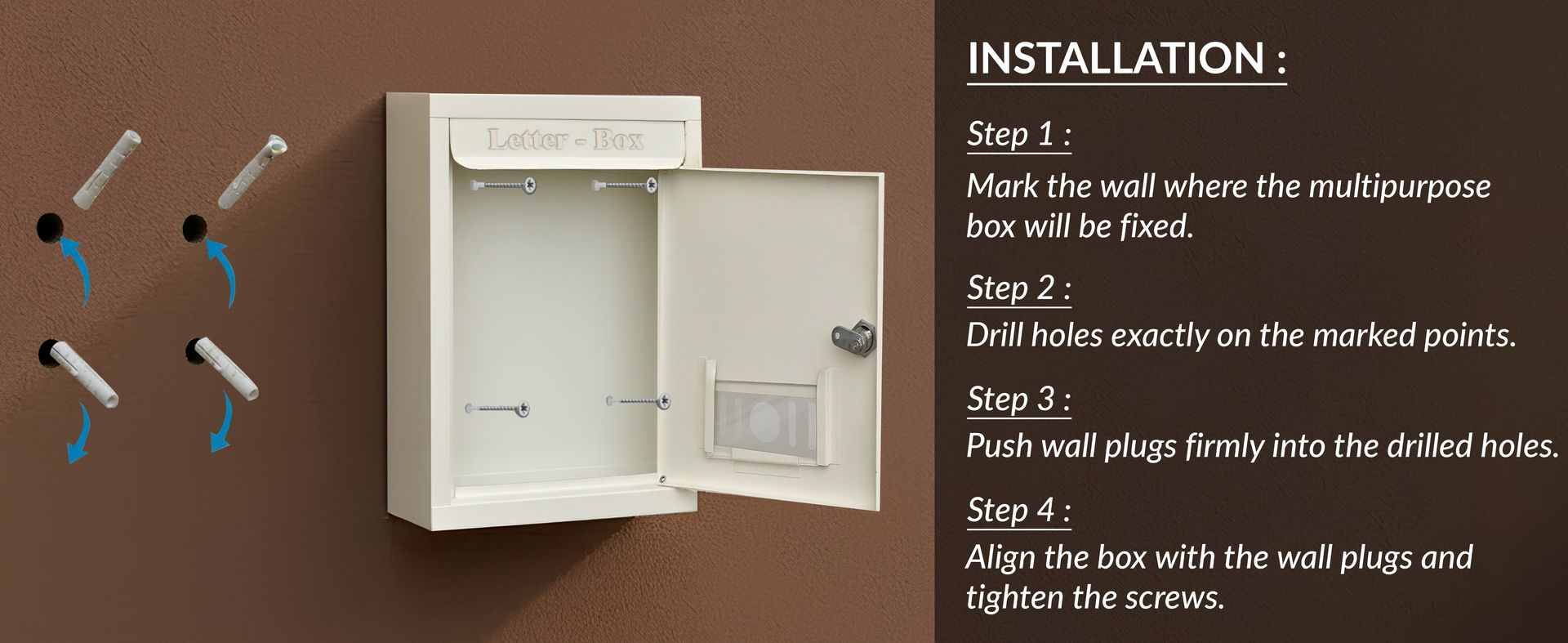 Plantex Letter Box/GI Steel Mail Box/Donation Box with Lock and Keys/Letter Box for Home Gate/Suggestion Box for Office/School/Complaint Box/ (Ivory) - Wall Mount