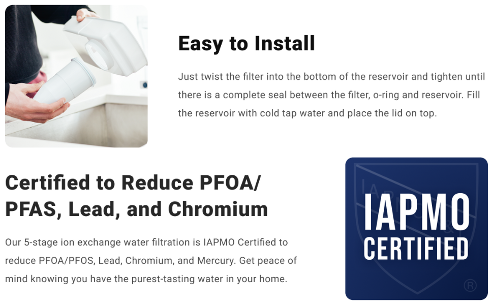 ZeroWater Official Replacement Water Filter Removes PFOA/PFOS 4-Pack​