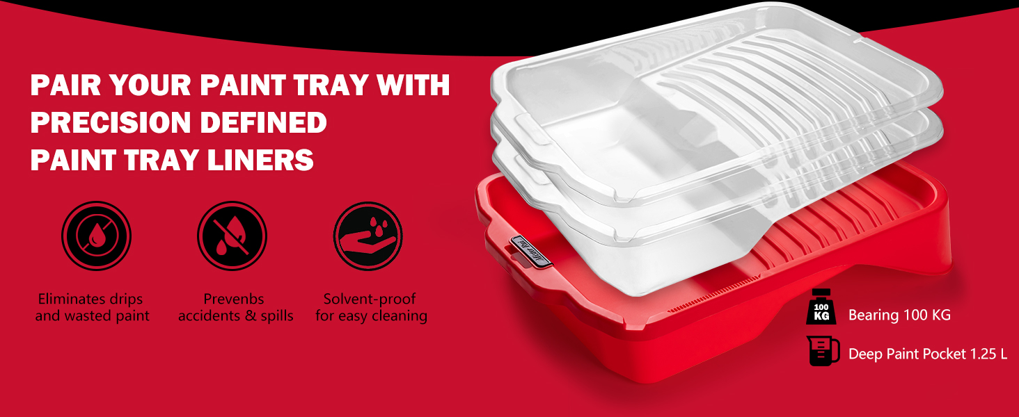 Mister Rui 18 Pack 9 Inch Paint Tray with 15 Liners & 2 Covers