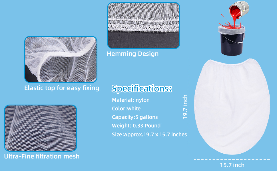 10 Pcs Paint Strainer Bags 1 Gallon for Painting/Paint Bucket/Gardening