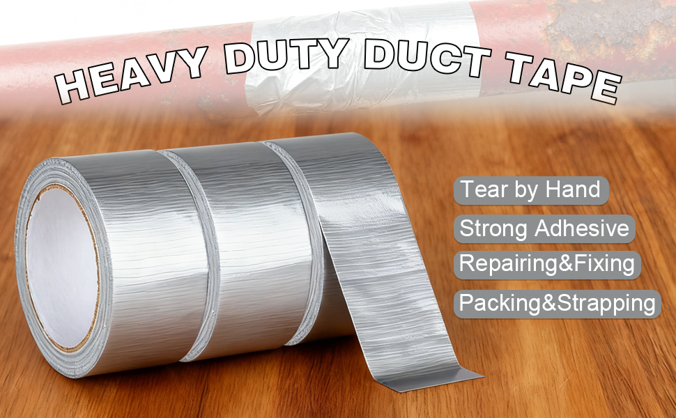 XUXU 3 Pack Duct Tape Heavy Duty Waterproof, Strong Adhesive Silver Duct Tape Bulk for Indoor Outdoor Repairs Tear by Hand, 60 Yards x 2 Inch Total