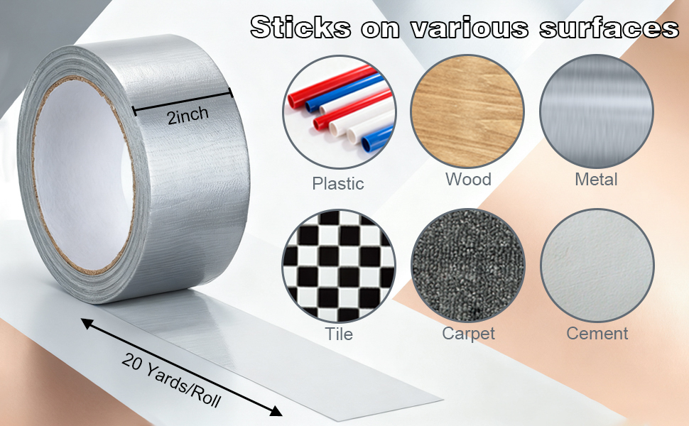 XUXU 3 Pack Duct Tape Heavy Duty Waterproof, Strong Adhesive Silver Duct Tape Bulk for Indoor Outdoor Repairs Tear by Hand, 60 Yards x 2 Inch Total