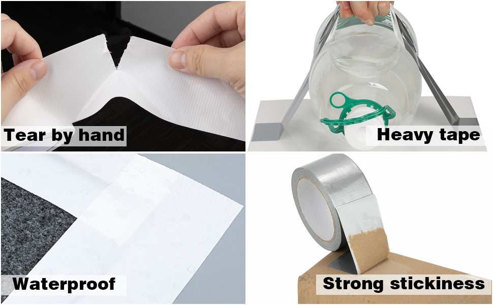 XUXU 3 Pack Duct Tape Heavy Duty Waterproof, Strong Adhesive Silver Duct Tape Bulk for Indoor Outdoor Repairs Tear by Hand, 60 Yards x 2 Inch Total