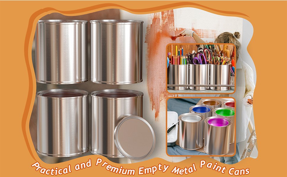 12PCS 1 Quart Empty Paint Cans with Lids, Metal Unlined Paint Bucket