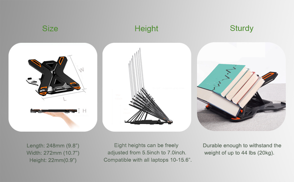 Ergonomic Adjustable Laptop Stand for Desk with Phone Holder & 360° Rotation - Foldable Portable Stand for 10-17" Laptops, MacBook Pro 16", Gaming Laptops, Tablets | Heavy-Duty & Ventilated Design