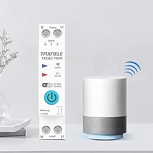 TUYA WIFI Smart Circuit Breaker Power Measurement Power Meter KWh 1P 230V 63A Voltmeter Ammeter DIN Rail Smart Life Wireless Remote Control Timer Switch Voice Control (20A)- HIVAGI