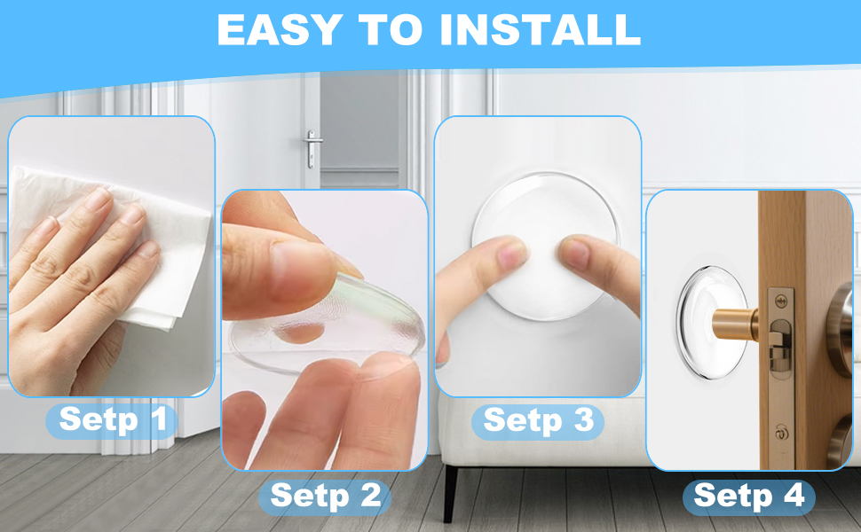 VIVNITS Silicone Clear Rubber Door Bumper Stopers Wall Protectors for Furniture, 6Piece Pack Self Adhesive Door Handle Knob Wall Shield Bumper Guard for Wall - Transparent (6 PCS)