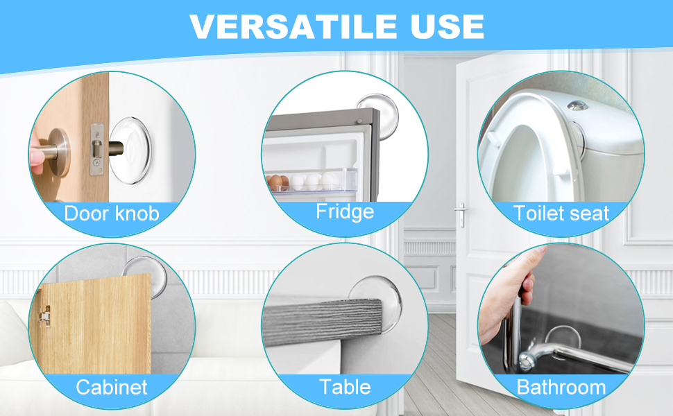 VIVNITS Silicone Clear Rubber Door Bumper Stopers Wall Protectors for Furniture, 6Piece Pack Self Adhesive Door Handle Knob Wall Shield Bumper Guard for Wall - Transparent (6 PCS)