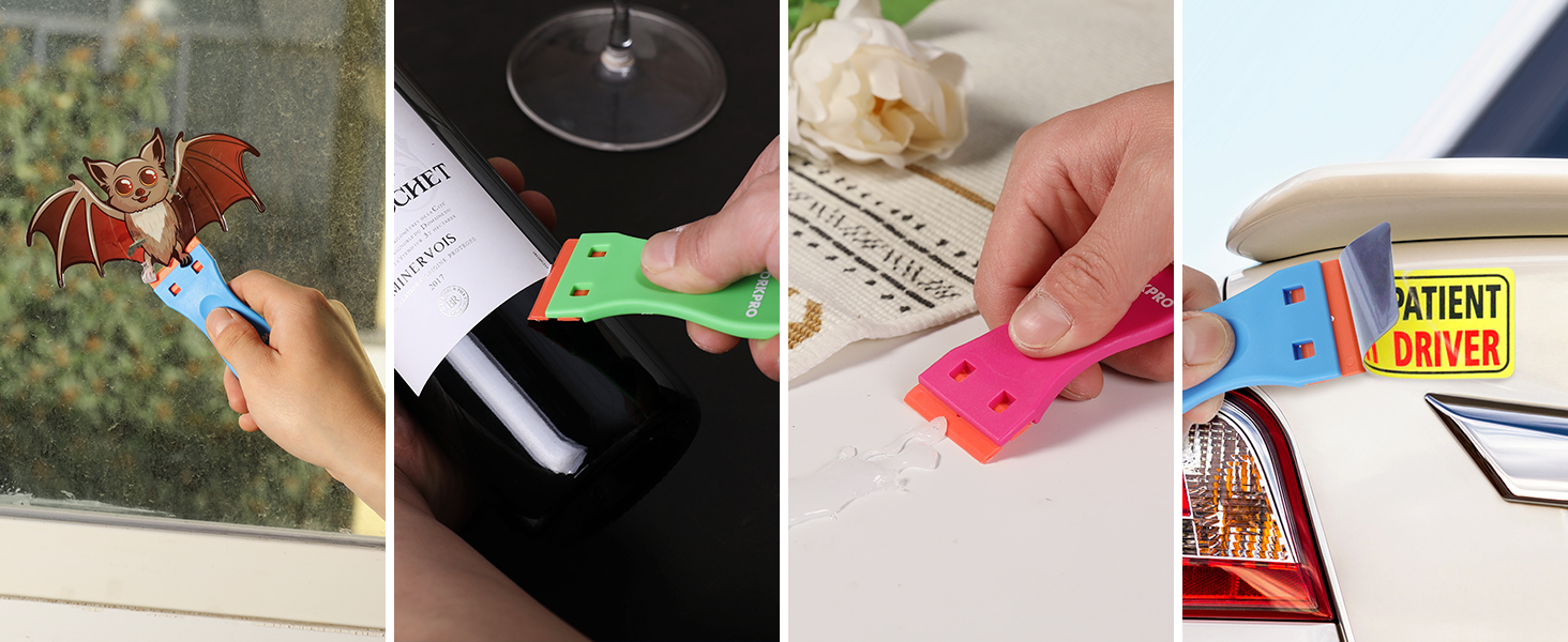 WORKPRO Plastic Razor Blade Scraper Kit, 3 Scrapers with 120 Blades