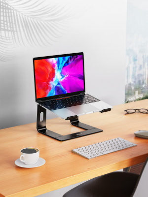 BESIGN LS03 Aluminum Laptop Stand, Ergonomic Detachable Computer Stand, Notebook Riser, Laptop Mount Compatible with Air, Pro, Dell, HP, Lenovo More 10-15.6" Laptops, Black