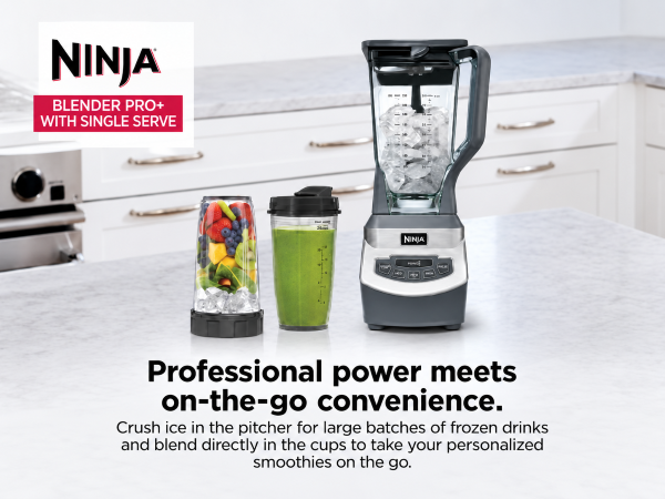 Ninja Blender Pro+, 1100W, 72oz Pitcher, 2 Cups, BL660