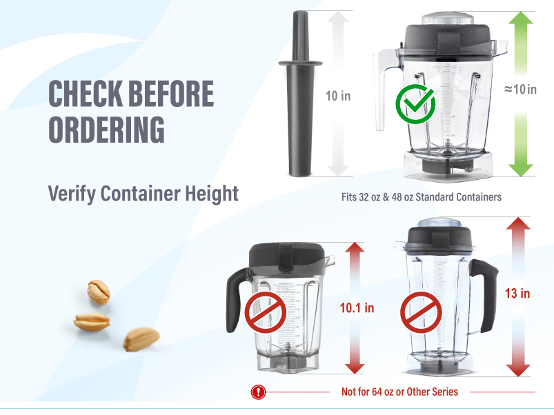 Small Mini Tamper Plunger Replacement for Vitamix 32 and 48 oz Containers
