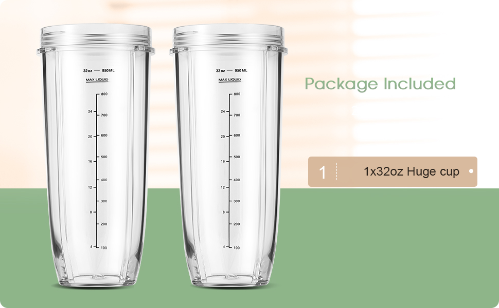 Replacement Part for Nutri Ninja Blender 2-Pack 32oz Replacement Cups Compatible with Nutri Ninja Auto-iQ Series Blenders