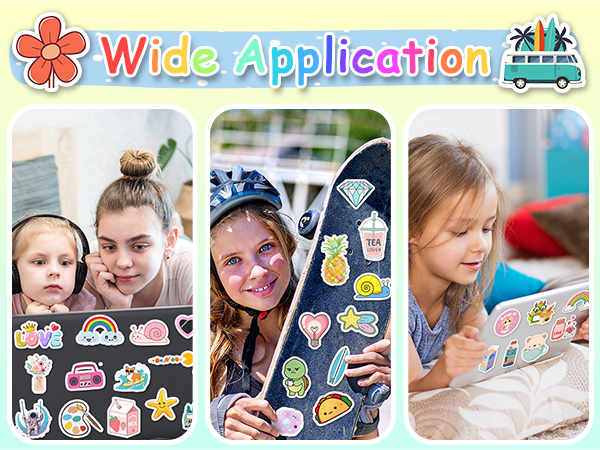 300 Pcs/Pack Water Bottle Stickers for Kids, Cute Vinyl Waterproof Stickers