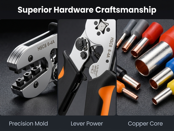 HASTHIP Wire Crimping Tool Kit, Ferrule Crimper, 1200PCS AWG 22-7