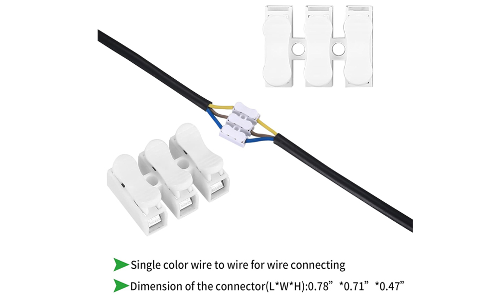 ROBOWAY 25Pcs CH2 Cable Connectors 2 Pins Electrical Push Type Shock Resistant Wire Connector Quick Splice Lock Wire Terminal 220V 10A, Wire Connector, Electrical Clamp Connectors, (Pack of 25)