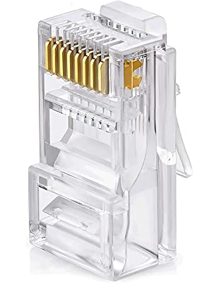FEDUS RJ45 Cat6 Pass-Through Connector RJ45 Ends, Cat5, Cat5e, Cat6 8P8C RJ45 Connector, Ethernet Cable Crimp Connectors UTP Network Plug Solid Wire and Standard Cable, LAN Crimp (PACK OF 40)