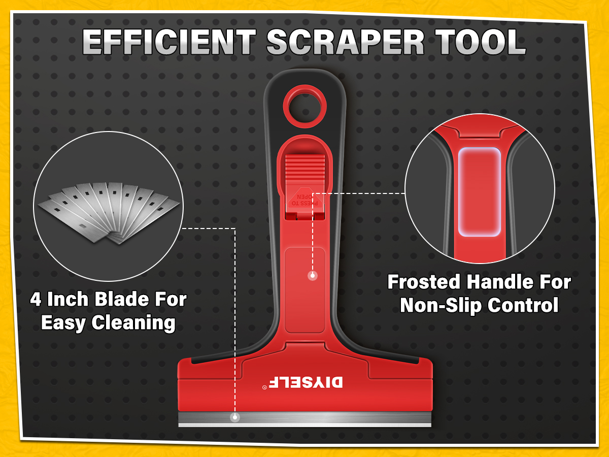 DIYSELF Razor Blade Scraper with 10 PCS 4" Blades, Scraper for Cleaning