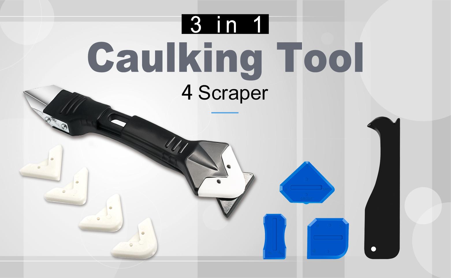 King&Charles Silicone Caulking Tool Kit, 3in1 Caulk&Grout Remover Tool