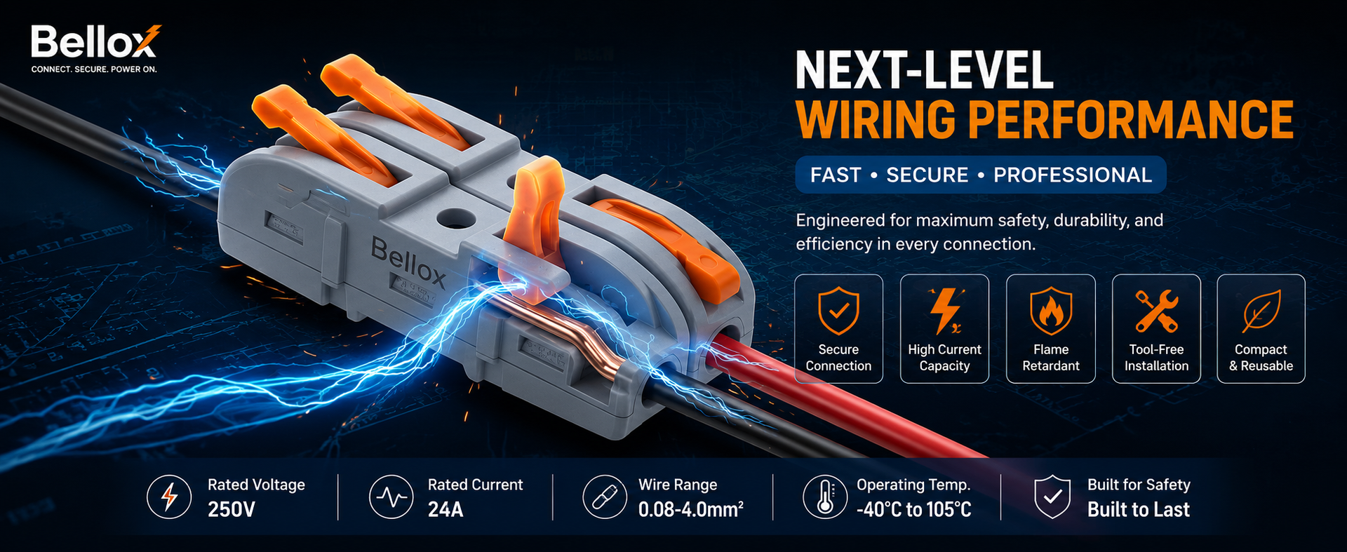 Bellox 18 Pcs Lever Wire Cable Connectors, 2 in 2 Out Electrical Splice Inline Terminals, 24-12 AWG Push Type Quick Splice Lock Compact Wire Jointer Conductor For Home, Electrician Use