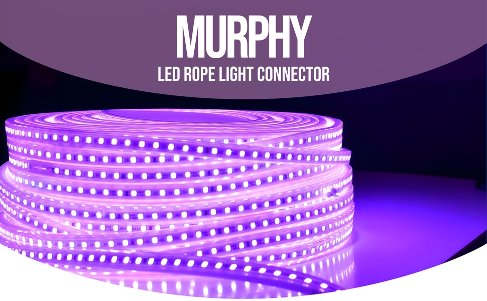 Murphy 220V AC PIN Connector/Adaptor/Cable for LED (SMD 2835-120 LED/Mtr.) Rope Light (Pack of 12), White