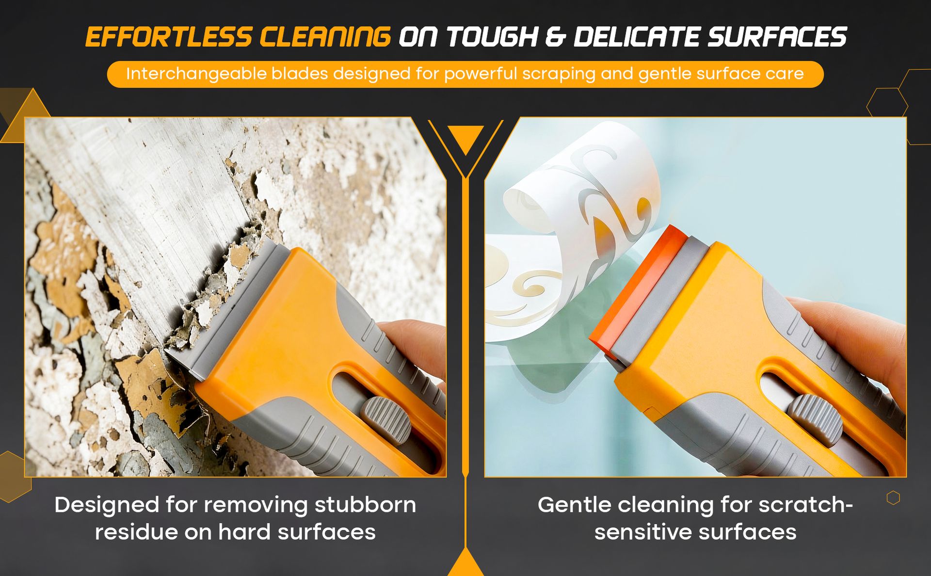 Retractable Razor Blade Scraper Tool with 15 pcs Extra Blades, Cleaning Scraper Tool for Removing Labels, Stickers, Decals, Paint from Glass and Stovetop -WEGAZ