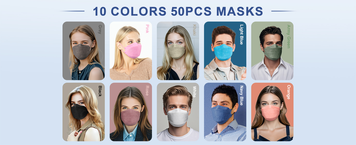 FENFEN KN95 Face Masks Disposable Adults - 50 Pack 5 Layer Protection Dust Breathable Comfortable Respirator Women KN95 Mask Individually Wrapped