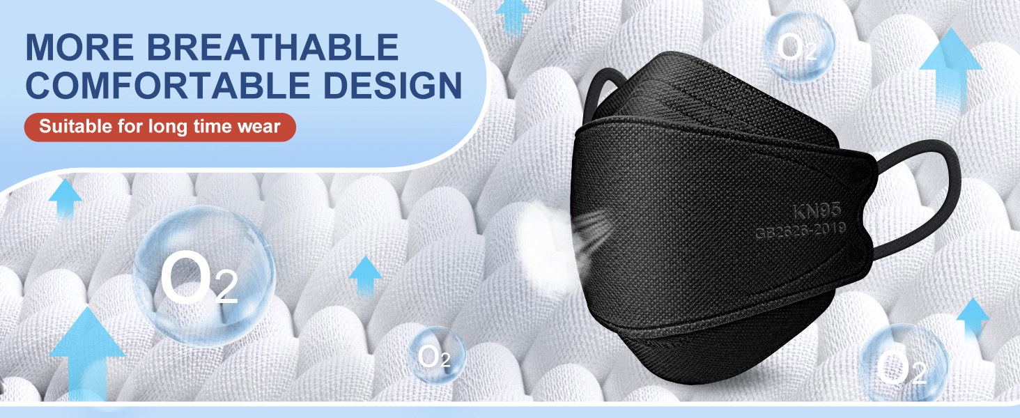 FENFEN KN95 Face Masks Disposable Adults - 50 Pack 5 Layer Protection Dust Breathable Comfortable Respirator Women KN95 Mask Individually Wrapped