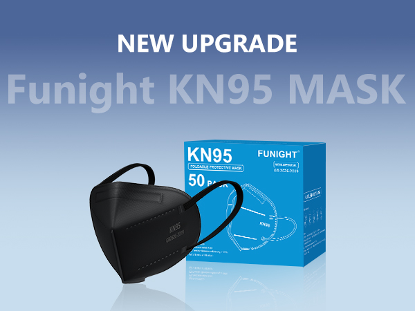 Funight KN95 Face Masks 50 Pack 5-Ply Breathable Filter Disposable Face Masks Black