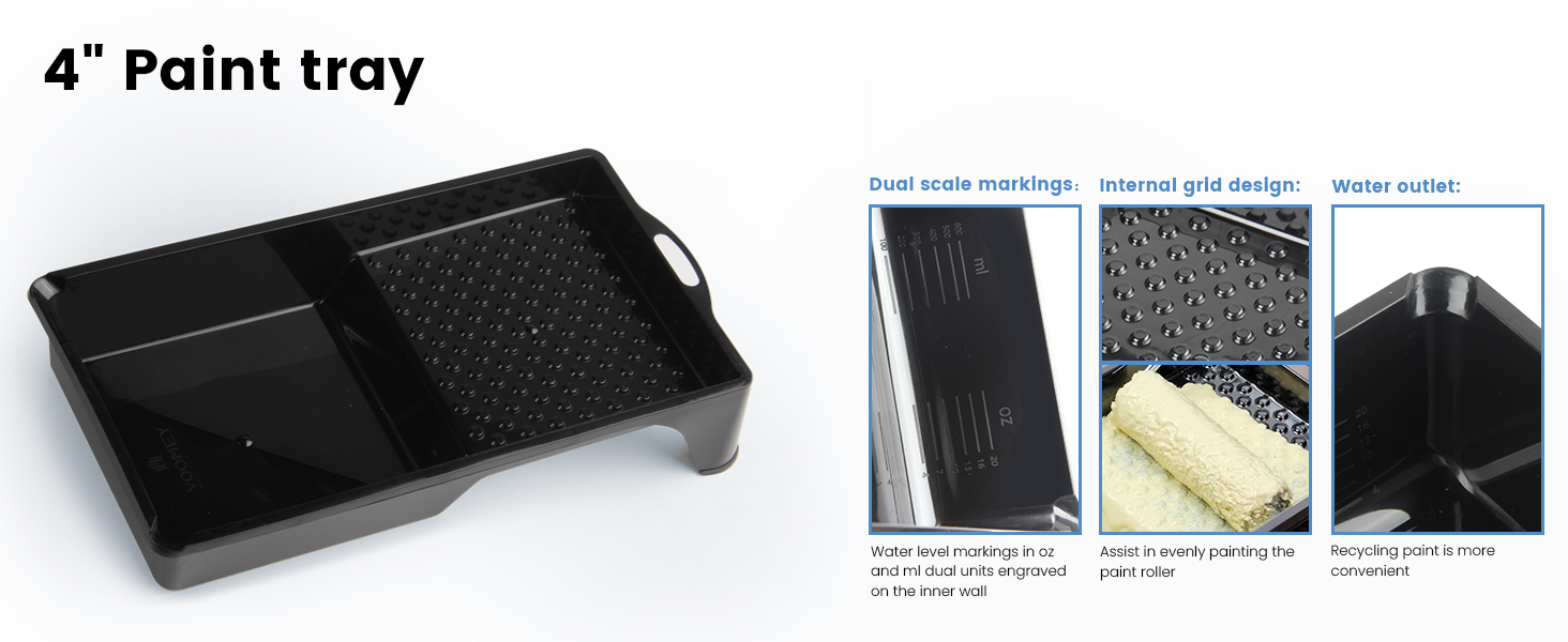 Voomey 4 Inch Paint Tray Set - Paint Tray with 12 Pcs Paint Pan Liners
