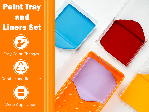 Mister Rui 4 Inch Paint Tray and Liners, Small Paint Pan with Liners