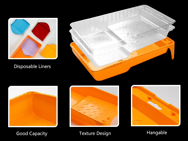 Mister Rui 4 Inch Paint Tray and Liners, Small Paint Pan with Liners