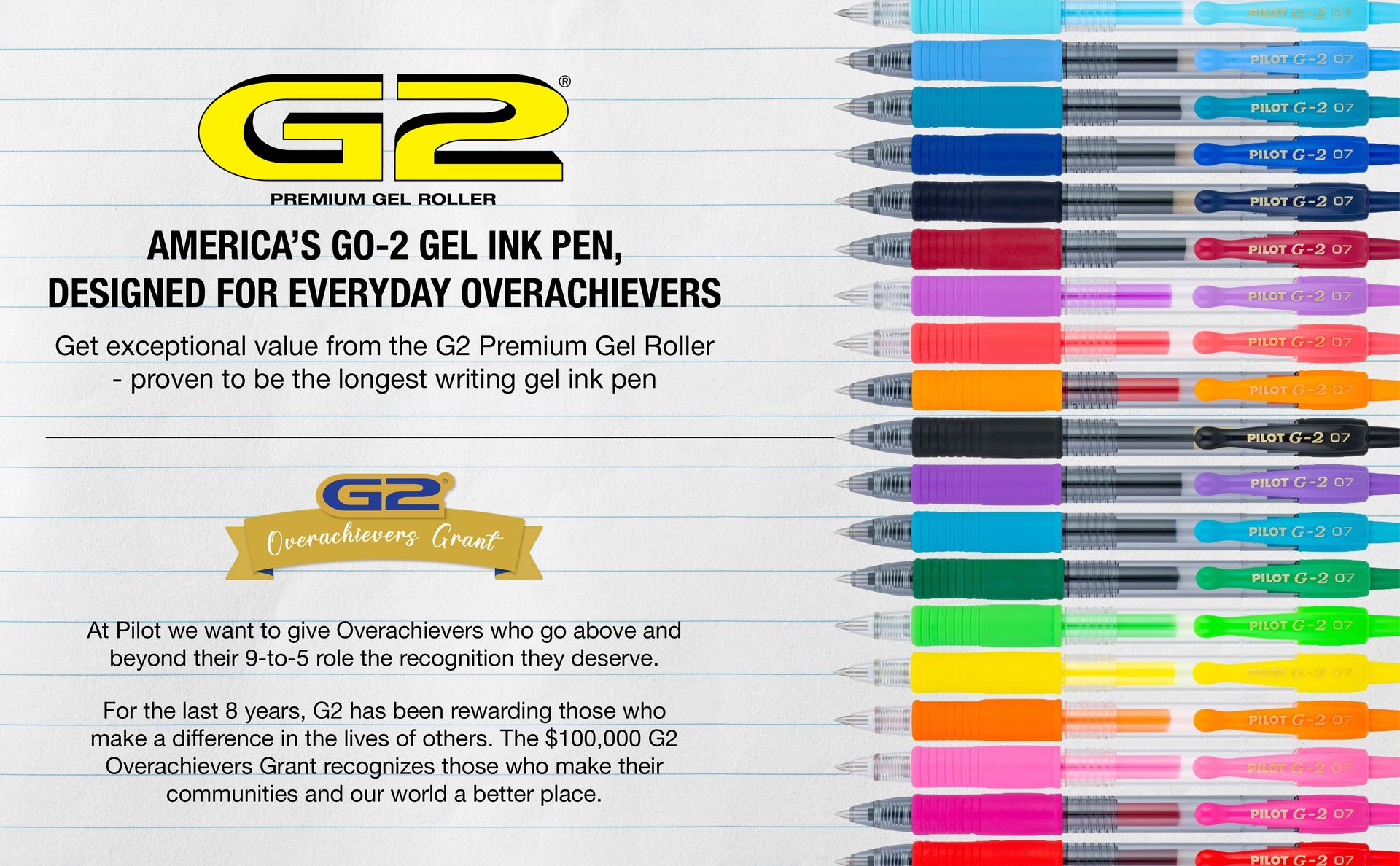 PILOT G2 Premium Gel Pens, Fine Point 0.7mm, Black Ink, 8-Pack