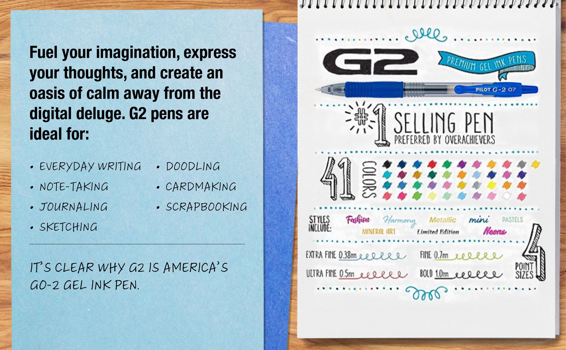 PILOT G2 Premium Gel Pens, Fine Point 0.7mm, Black Ink, 8-Pack