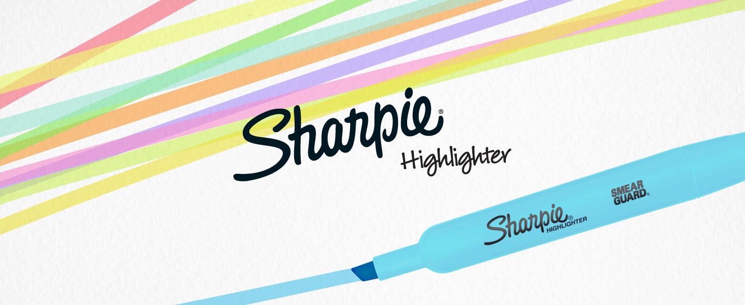 Sharpie Tank Highlighters, Assorted Colors, Chisel Tip, Back to School Essentials, Teacher & Office Supplies, Smear-Resistant, 12-Pack
