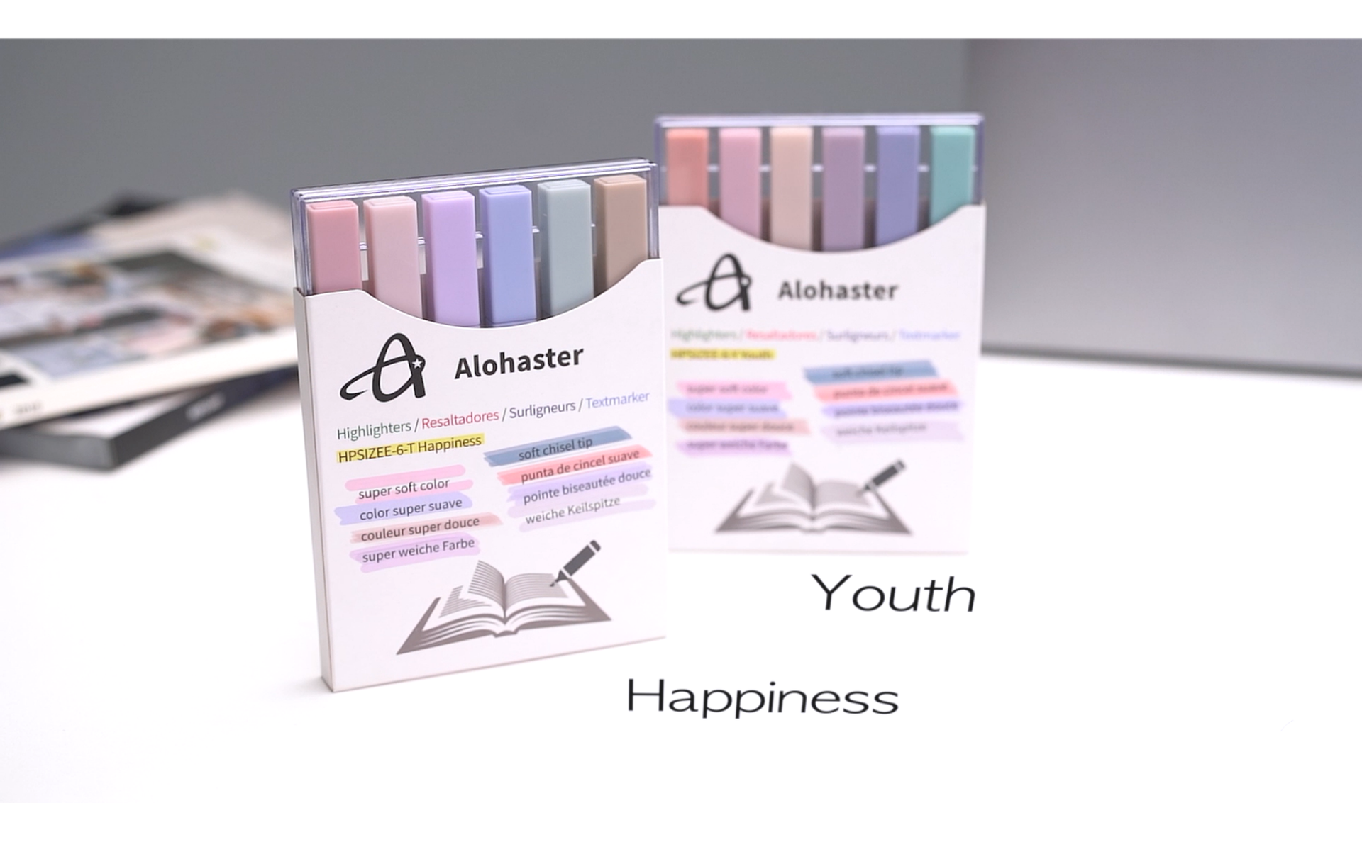 Alohaster Highlighters, HPSIZEE-6-T, 6 Pack - Happiness