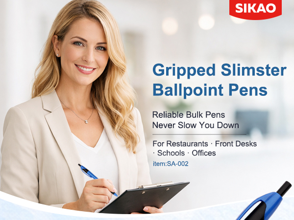 Pens Bulk, 60 Pack Gripped Slimster Ballpoint Pens Black Ink