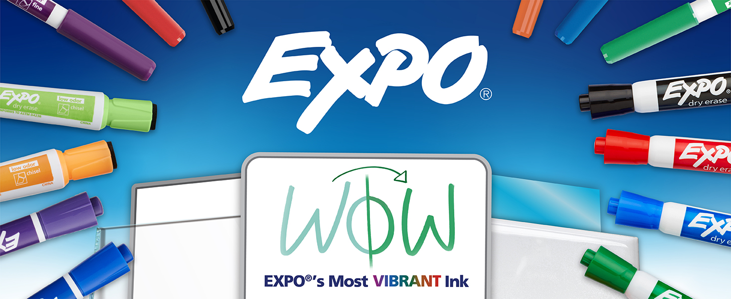 EXPO Dry Erase Markers, Low Odor Ink, Assorted Colors, Chisel Tip, 4 Count - Whiteboard, Calendar, Organization, Essential Supplies for Office, School, Classroom, Teachers