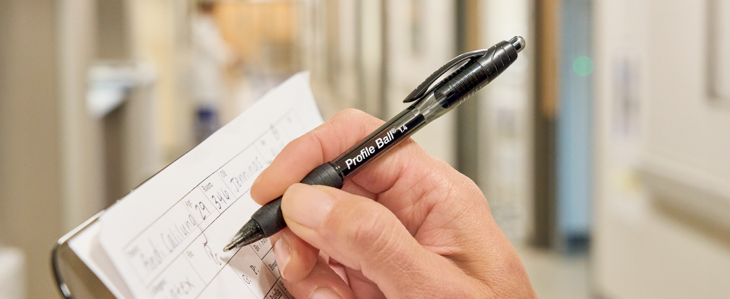 Paper Mate Profile Retractable Ballpoint Pens, Bold Point (1.4mm), Black Ink, 12 Count - Writing, Journaling, Office Supplies
