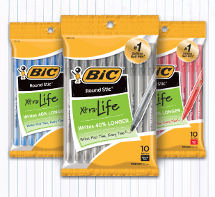 BIC Round Stic Xtra Life Black Ballpoint Pens, Medium Point, 36-Count