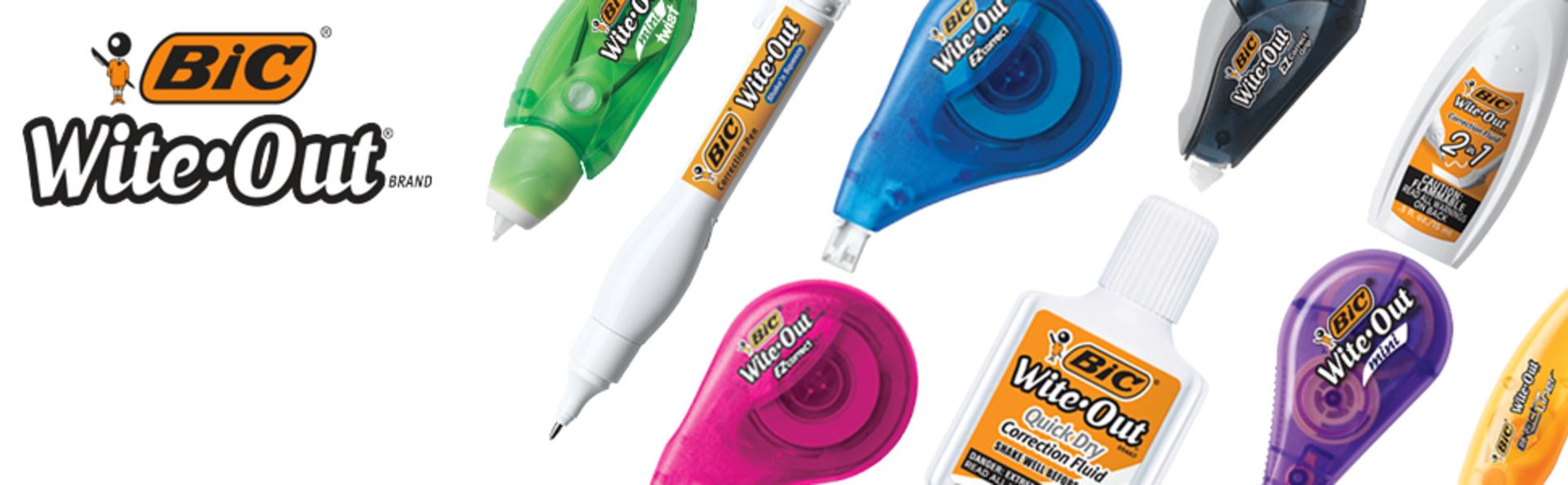 BIC Wite-Out Mini Correction Tape, White, 12-Count Pack, No Dry Time