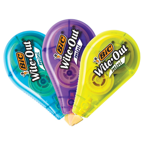 BIC Wite-Out Mini Correction Tape, White, 12-Count Pack, No Dry Time