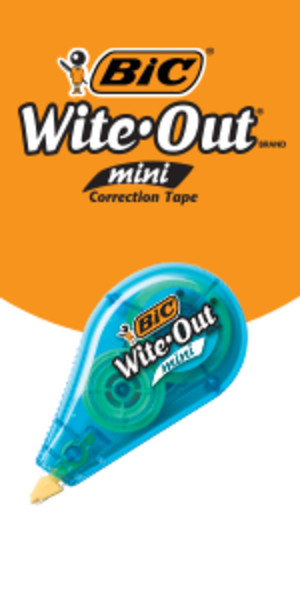 BIC Wite-Out Mini Correction Tape, White, 12-Count Pack, No Dry Time