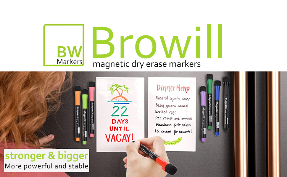 Magnetic Dry Erase Markers, (8 Pack) Dealkits Low Odor White Board Markers Whiteboard Markers with Erasers for Kids Teacher Supplies for Classroom Work on White Board, Calender, Fine Tip Point