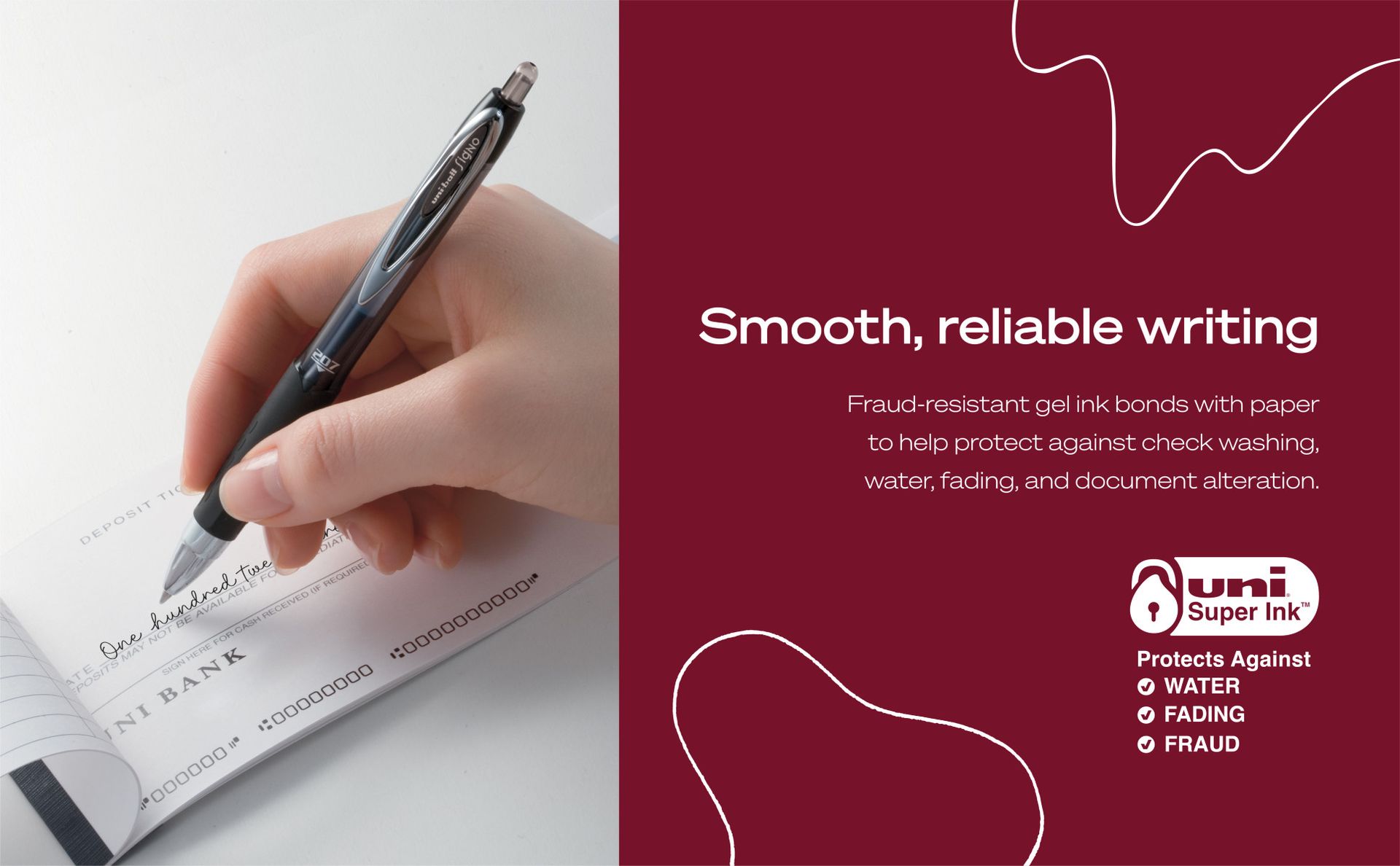 uniball™ 207 Gel Pens, Black Ink, 0.5mm Micro Point, Retractable, 12 Count