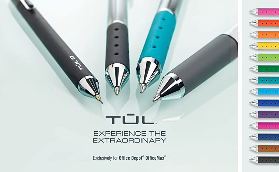 TUL Gel Pens, Retractable, Medium Point, 0.7 mm, Gray Barrel, Blue Ink, Pack Of 12